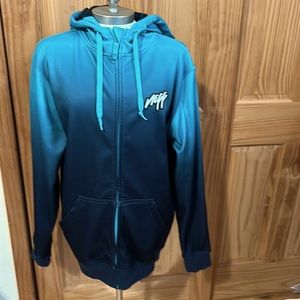 MENS NEFF ZIPPER HOODIE SWEATSHIRT OMBRÉ BLACK BOTTOM - GRAY- TEAL Size  MEDIUM